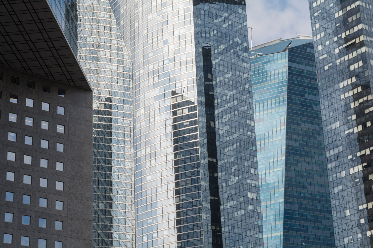 Modern corporate district with skyscrapers from steel and glass